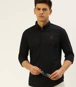men's long sleeves gingham checks navy blue shirt