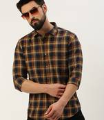 men's long sleeves tartan checks navy blue shirt