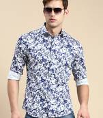 men's long sleeves abstract blue shirt