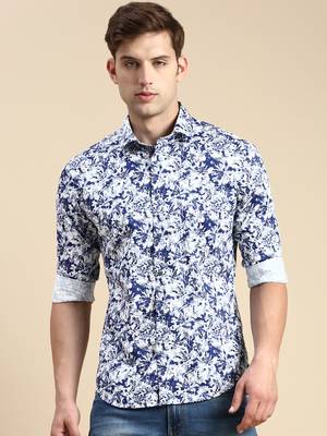 men's long sleeves abstract blue shirt 2