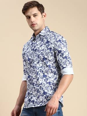 men's long sleeves abstract blue shirt 3