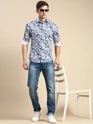 men's long sleeves abstract blue shirt 5
