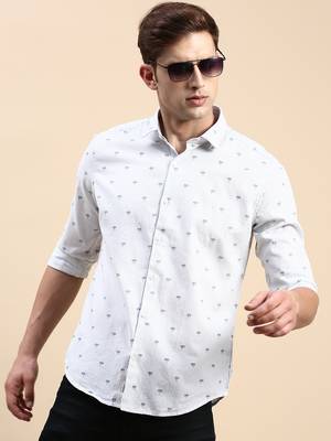 men's long sleeves vertical stripes off white shirt 1