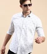 men's long sleeves vertical stripes off white shirt