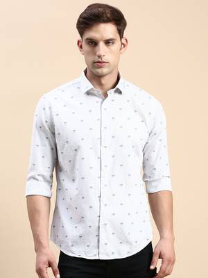 men's long sleeves vertical stripes off white shirt 2