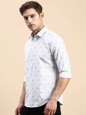 men's long sleeves vertical stripes off white shirt 3