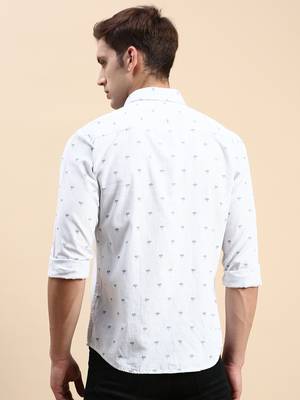 men's long sleeves vertical stripes off white shirt 4