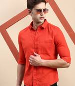 men's long sleeves solid orange shirt