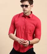 men's long sleeves solid magenta shirt