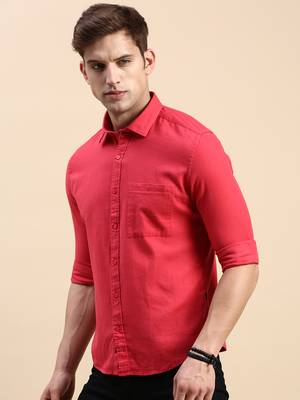 men's long sleeves solid magenta shirt 3