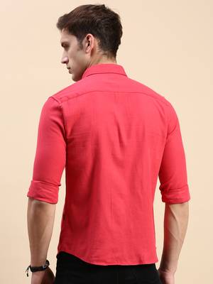 men's long sleeves solid magenta shirt 4