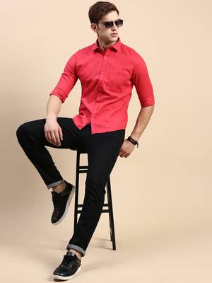 men's long sleeves solid magenta shirt 5