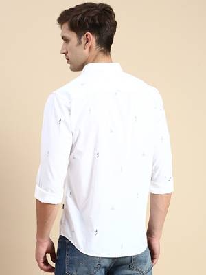 men's long sleeves geometric white shirt 4