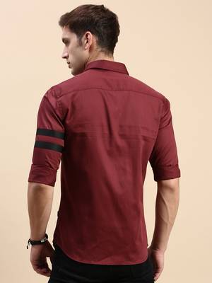 men's long sleeves solid maroon shirt 4