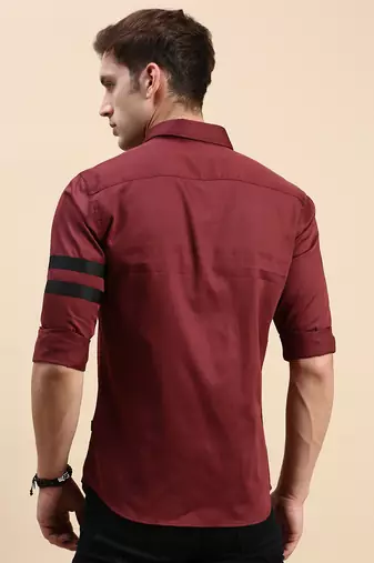 men's long sleeves solid maroon shirt