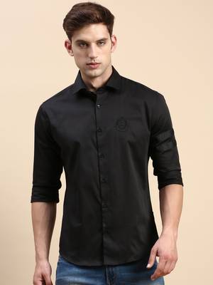 men's long sleeves solid black shirt 2