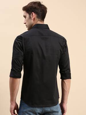 men's long sleeves solid black shirt 4