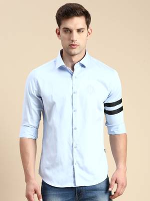 men's long sleeves solid blue shirt 2