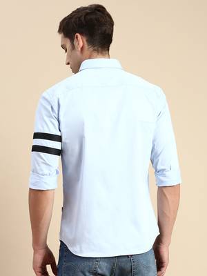 men's long sleeves solid blue shirt 4