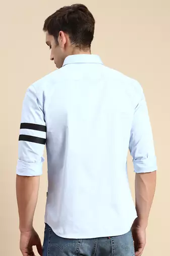 men's long sleeves solid blue shirt