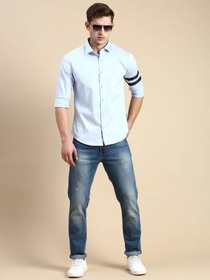 men's long sleeves solid blue shirt 5
