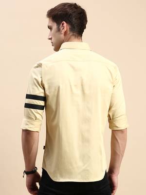 men's long sleeves solid beige shirt 4