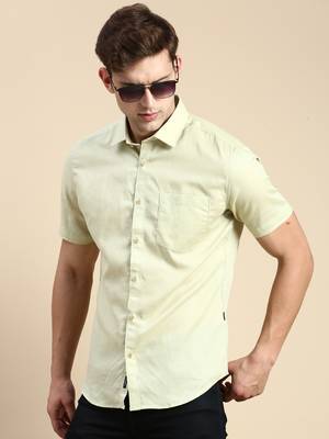men's short sleeves solid sea green shirt 1