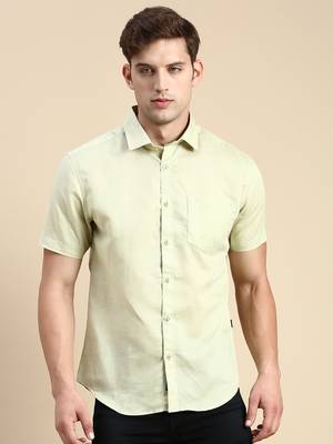 men's short sleeves solid sea green shirt 2