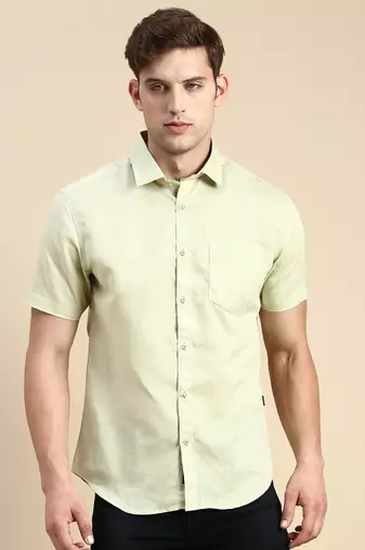 men's short sleeves solid sea green shirt