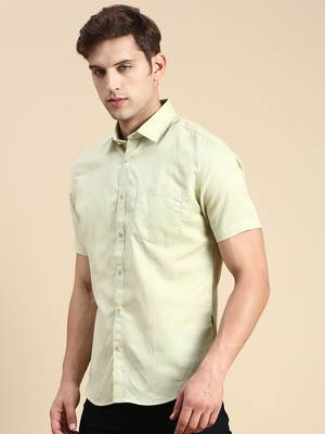 men's short sleeves solid sea green shirt 3