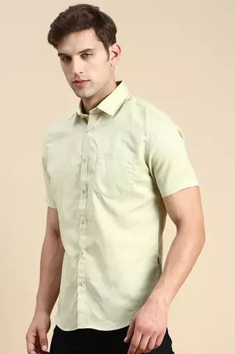 men's short sleeves solid sea green shirt