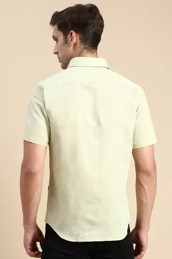 men's short sleeves solid sea green shirt