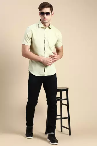 men's short sleeves solid sea green shirt