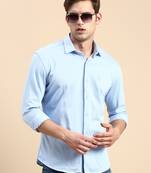 men's long sleeves solid blue shirt
