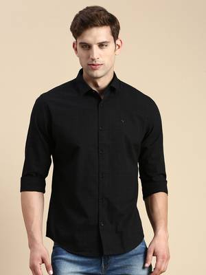 men's long sleeves checked black shirt 2