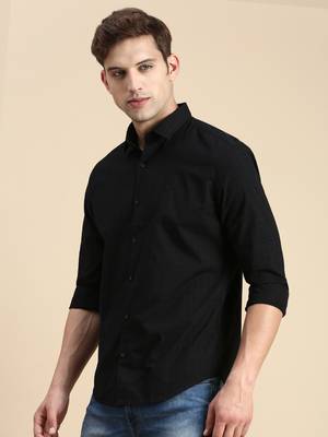 men's long sleeves checked black shirt 3