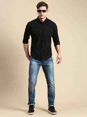 men's long sleeves checked black shirt 5
