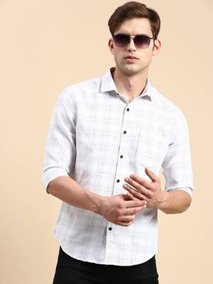 men's long sleeves other checks white shirt 1