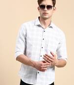 men's long sleeves other checks white shirt