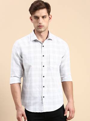 men's long sleeves other checks white shirt 2