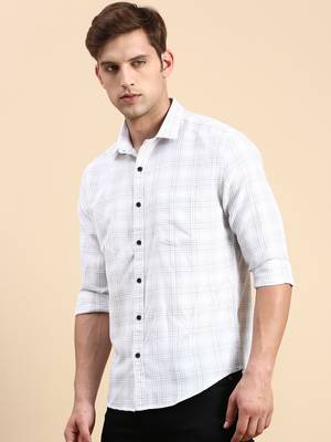 men's long sleeves other checks white shirt 3