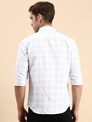men's long sleeves other checks white shirt 4