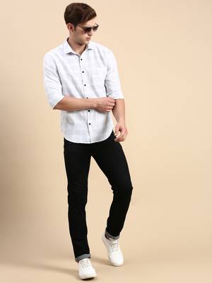 men's long sleeves other checks white shirt 5