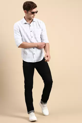 men's long sleeves other checks white shirt