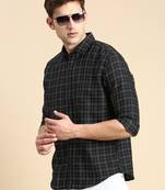 Showoff men's long sleeves checked black shirt
