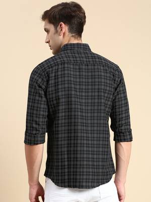 Showoff men's long sleeves checked black shirt 4