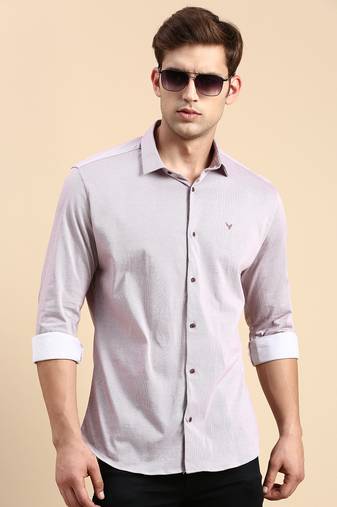 men's long sleeves vertical stripes mauve shirt