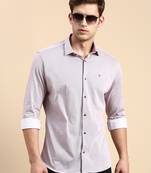 men's long sleeves vertical stripes mauve shirt