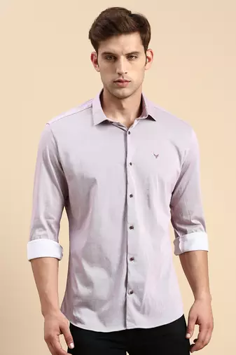 men's long sleeves vertical stripes mauve shirt