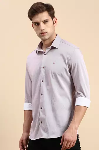 men's long sleeves vertical stripes mauve shirt